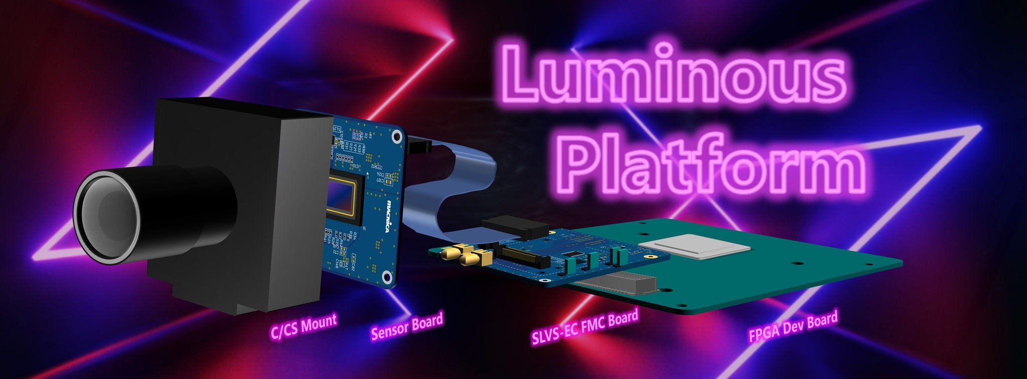 Luminous Platform with neon background