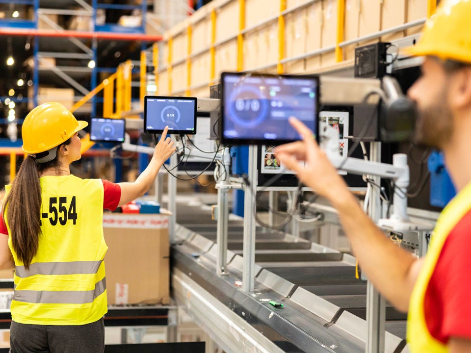 Engineers monitoring with touch screens