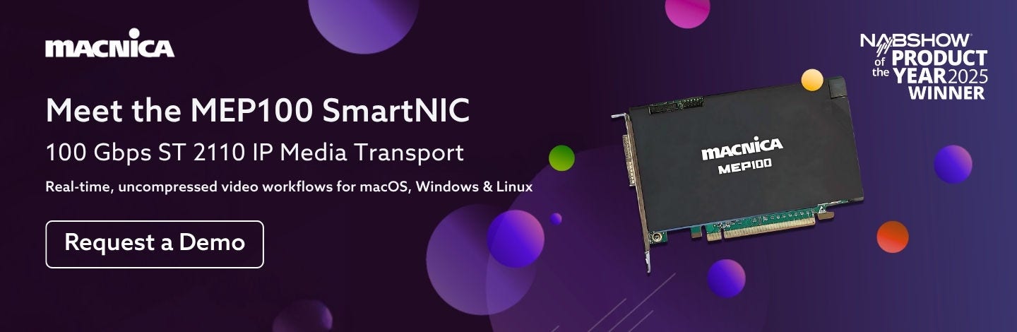 MEP100 SmartNIC – 100G ST 2110 IP Video for macOS, Linux & Windows