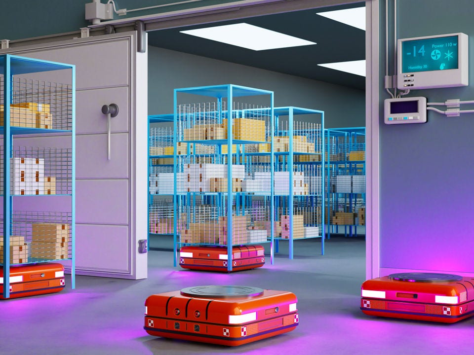 Robotics AMRs in warehouse