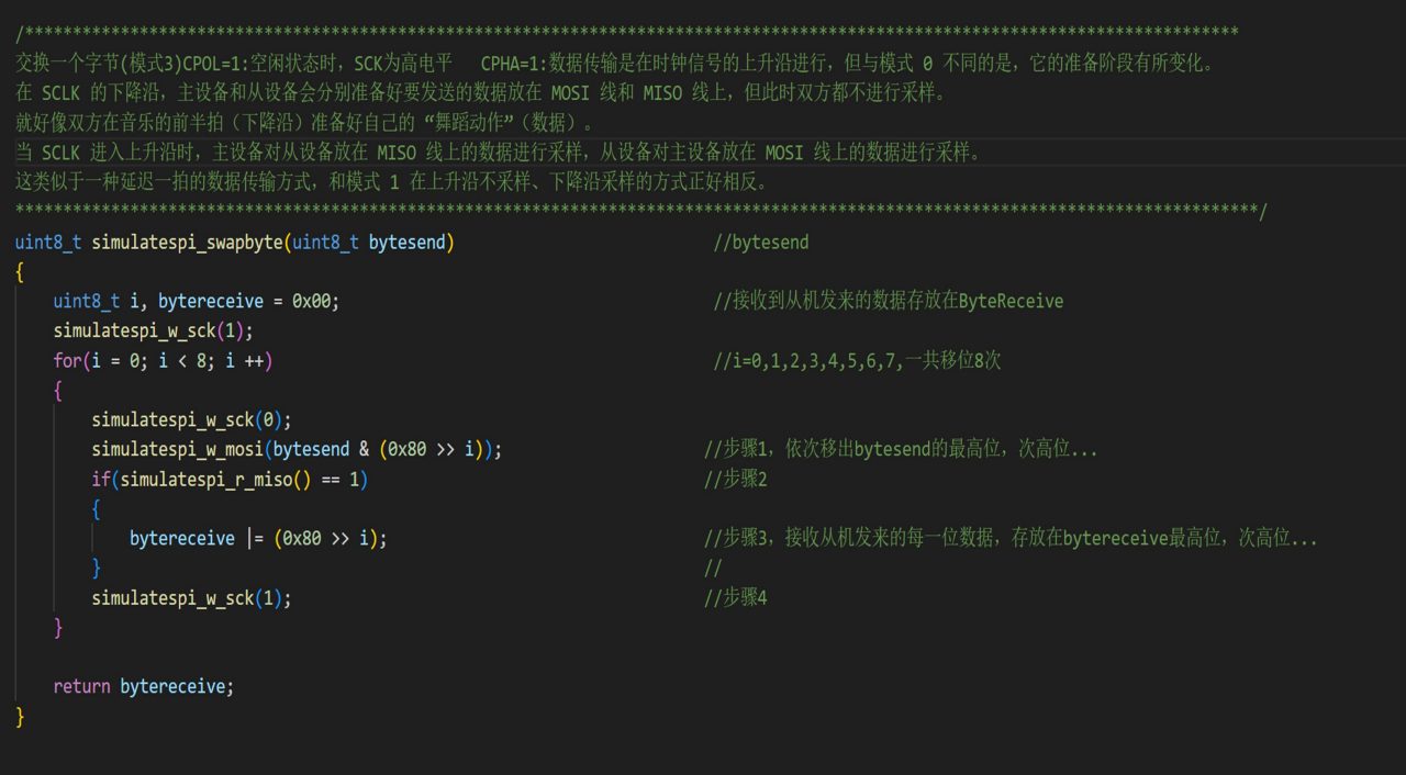 图6 STM32 模拟 SPI MODE3 部分驱动代码