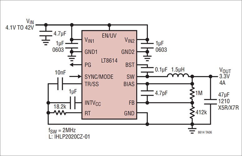 图6 数据手册摘录 (具有 3.3V 输出设置的电路图)