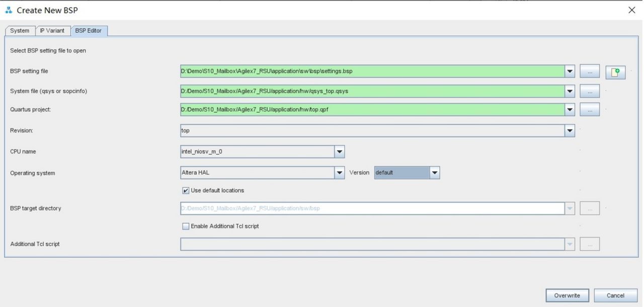图10 New BSP Window 设置