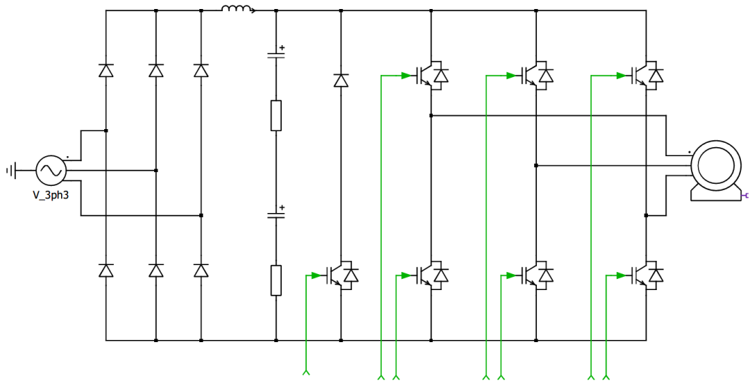 图4 IGBT PIM 模块及被动式 PFC 电路框图 (相电流 >16A)