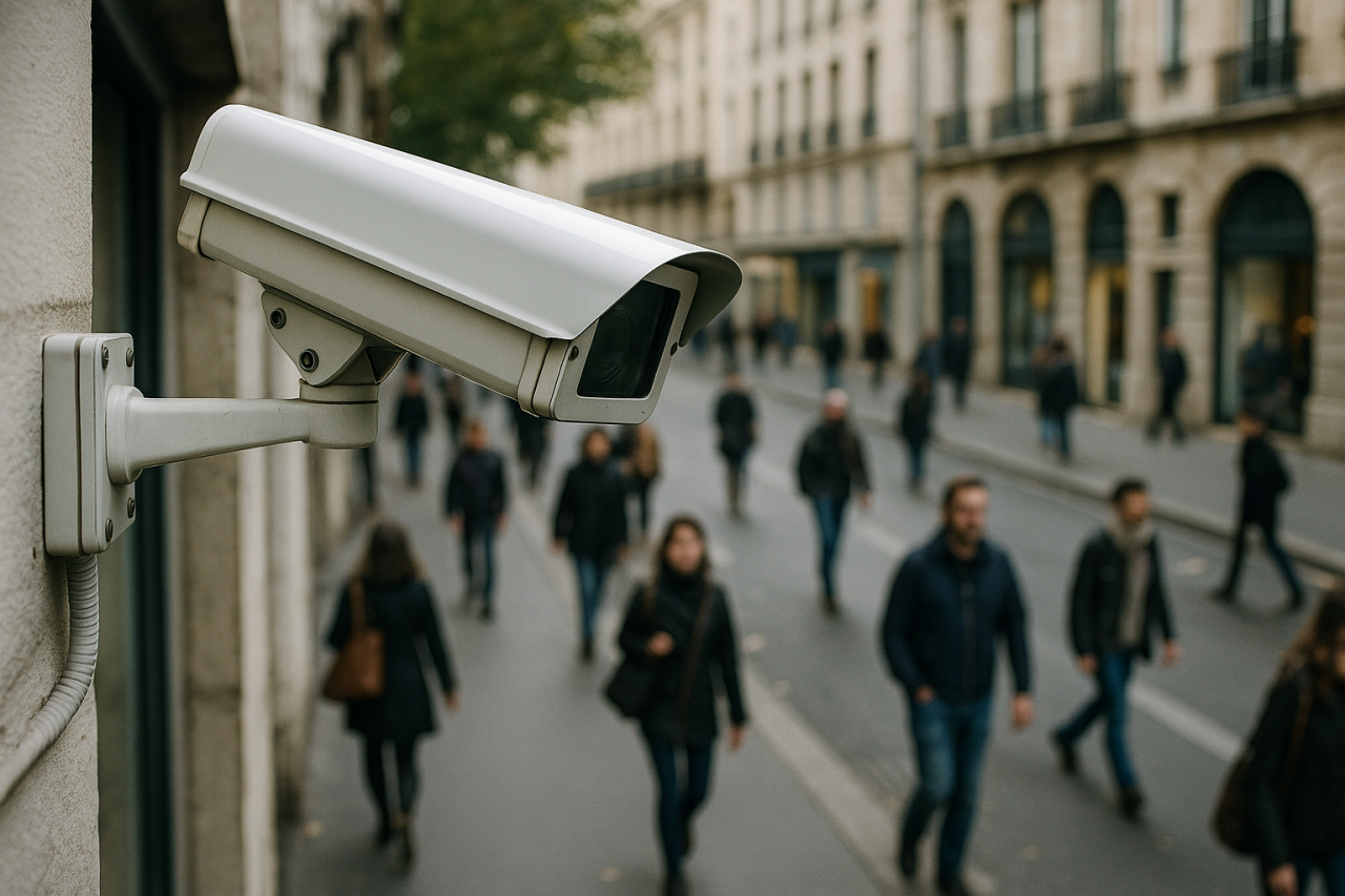 cctv camera recording the street