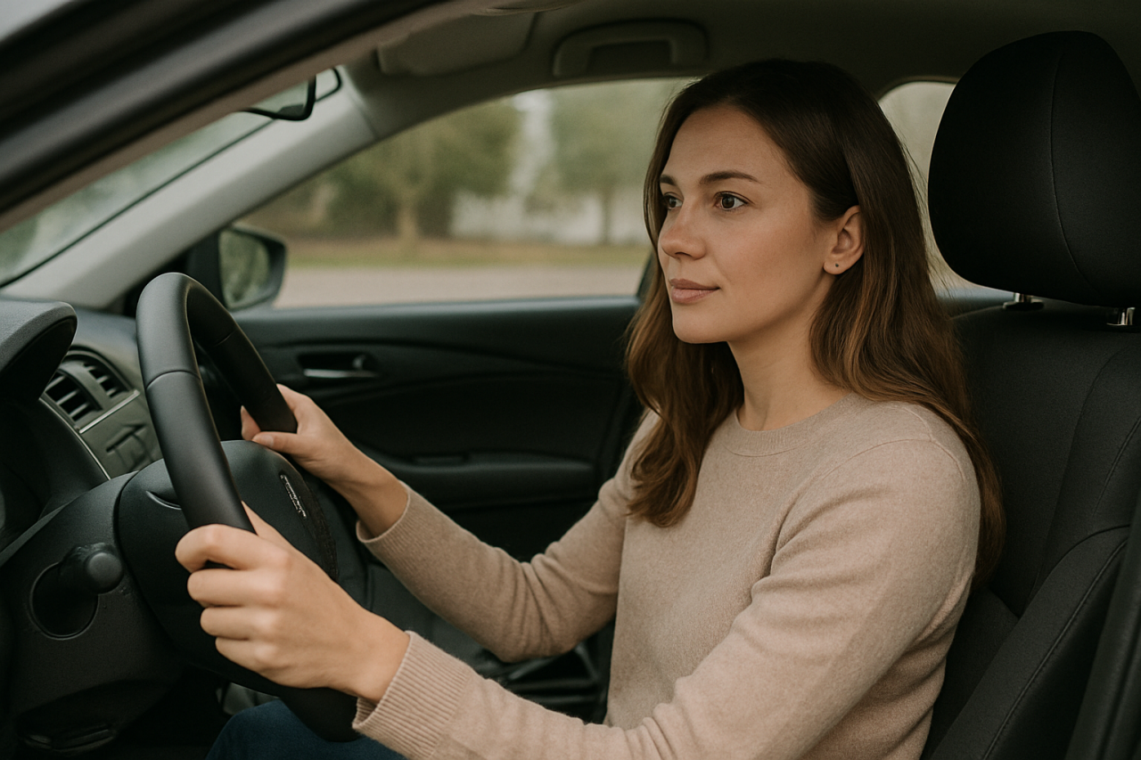 woman driving her car